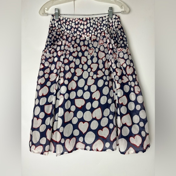 NY 77 Heart Print 100% Cotton A-line Skirt - Picture 1 of 4